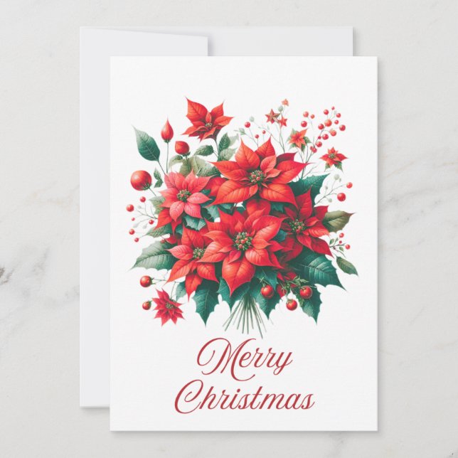 Cartes Pour Fêtes Annuelles Poinsettia Bouquet Merry Christmas Card (Devant)