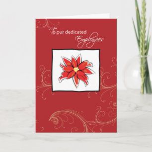 Cartes Pour Fêtes Annuelles Poinsettia d'appréciation des employés sur fond ro
