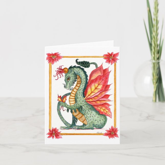 Cartes Pour Fêtes Annuelles Poinsettia Dragon (Devant)