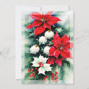Cartes Pour Fêtes Annuelles Poinsettia et budget saint swag Noël