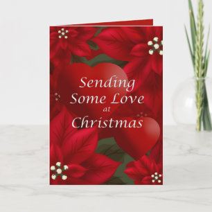 Cartes Pour Fêtes Annuelles Poinsettia & Hearts Noël Amour Salutation
