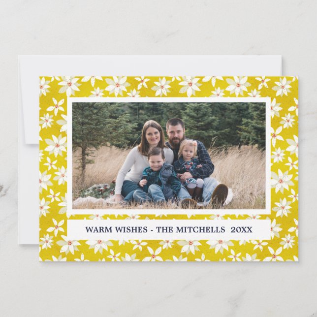 Cartes Pour Fêtes Annuelles Poinsettia jaune | Photo de vacances sur mesure (Devant)
