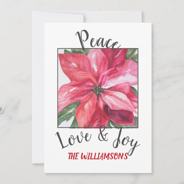 Cartes Pour Fêtes Annuelles Poinsettia rouge avec photo (Devant)