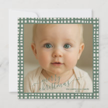Poinsettia Sage Green Ivory Christmas Photo
