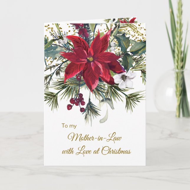 Cartes Pour Fêtes Annuelles Poinsettia, sainte Mère de Noël (Devant)