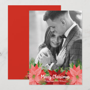 Cartes Pour Fêtes Annuelles Poinsettias Floral Photo de Noël
