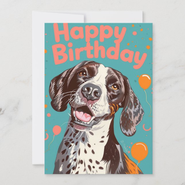 Cartes Pour Fêtes Annuelles Pointeur à cheveux germanique Joyeux anniversaire (Devant)