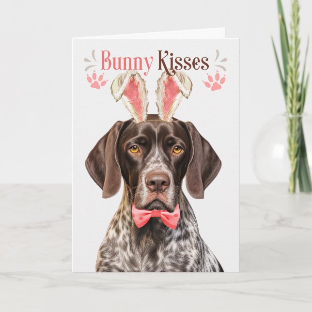 Cartes Pour Fêtes Annuelles Pointeur à courte distance allemand Bunny de chien (Devant)