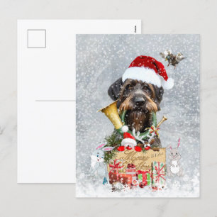 Cartes Pour Fêtes Annuelles Pointeur à poils durs, Noël de chien