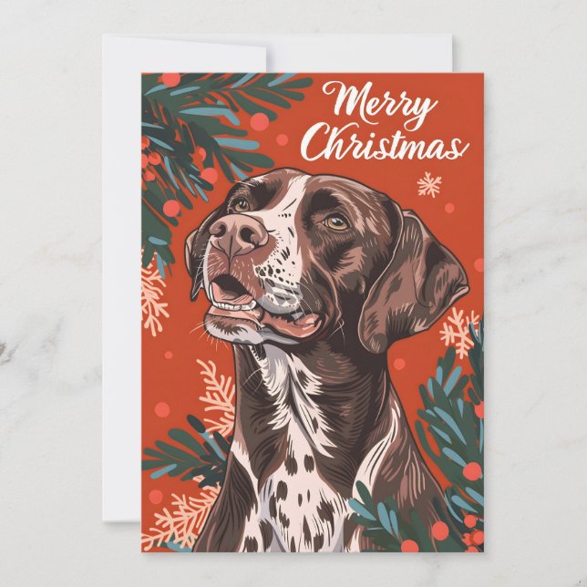 Cartes Pour Fêtes Annuelles Pointeur allemand de Noël (Devant)