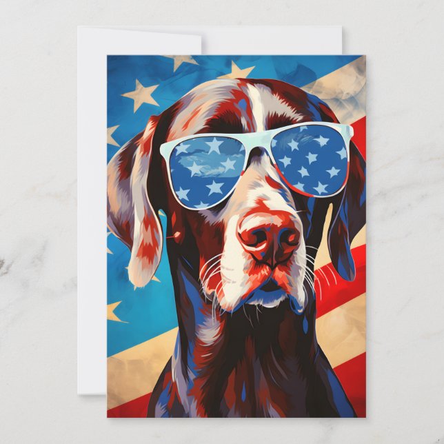 Cartes Pour Fêtes Annuelles Pointeur court 4 juillet fête de l'indépendance (Devant)
