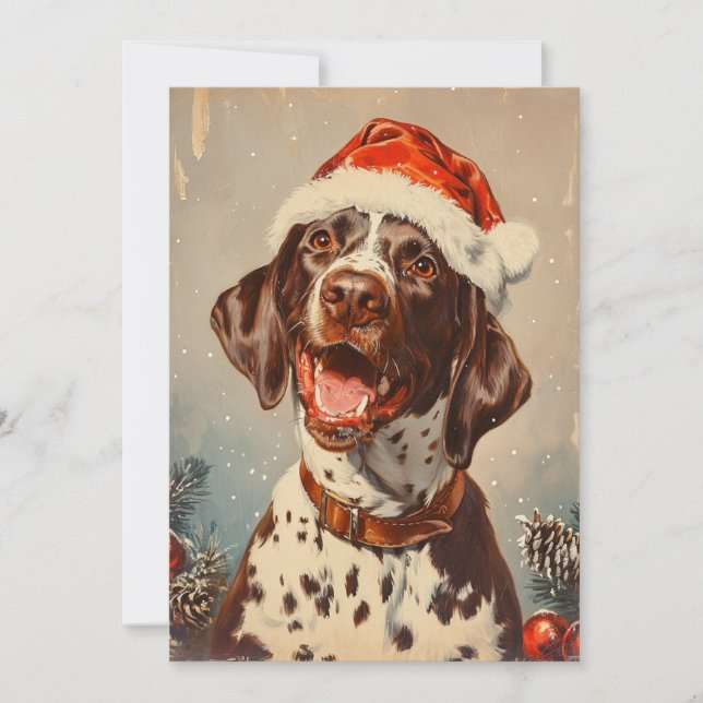 Cartes Pour Fêtes Annuelles Pointeur court allemand Noël (Devant)