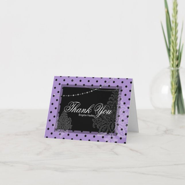 Cartes Pour Fêtes Annuelles Pois pourpres et noirs (Devant)
