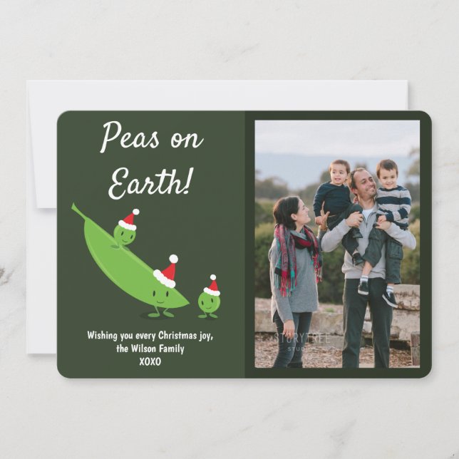 Cartes Pour Fêtes Annuelles Pois sur Terre Drôle Photo Noël (Devant)