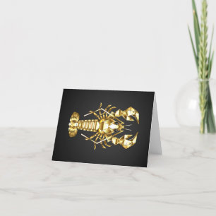 Cartes Pour Fêtes Annuelles Poisson à langouste polygonale dorée sur noir