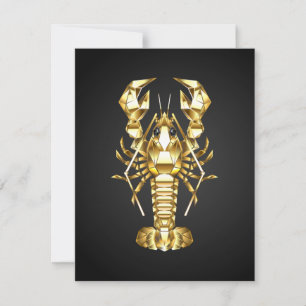 Cartes Pour Fêtes Annuelles Poisson à langouste polygonale dorée sur noir