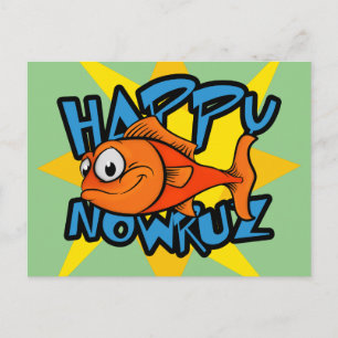 Cartes Pour Fêtes Annuelles Poisson d'or souriant Soleil Perse Nouvel An Nowru