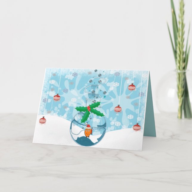 Cartes Pour Fêtes Annuelles Poisson pour animaux de Noël (Devant)