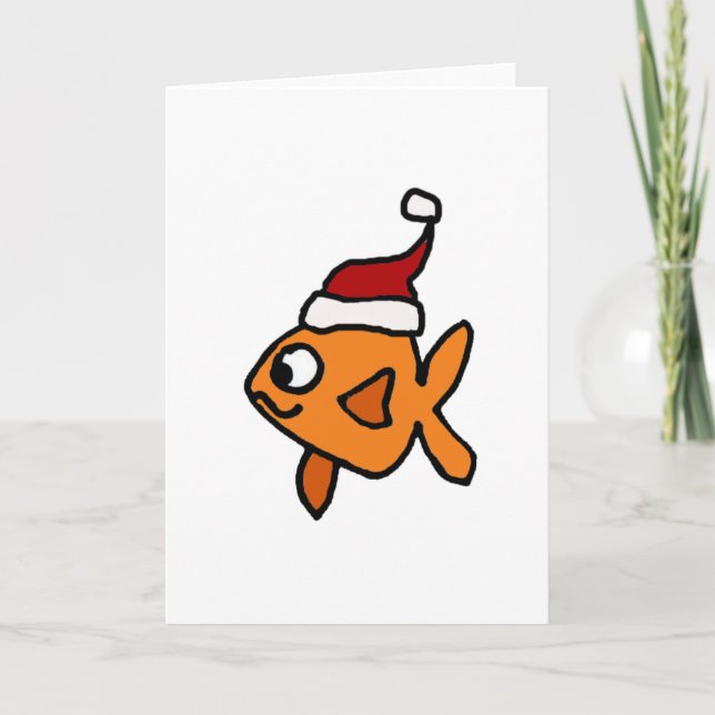 Cartes Pour Fêtes Annuelles Poisson rouge drôle dans l'art de Noël de (Devant)