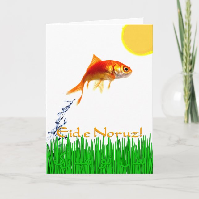 Cartes Pour Fêtes Annuelles Poisson rouge sautant pour le Nouvel An persan Eid (Devant)