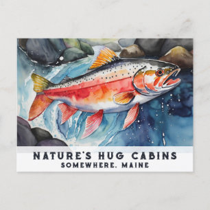 Cartes Pour Fêtes Annuelles *~* Poisson Saumon Natation AP49 Peinture Maine