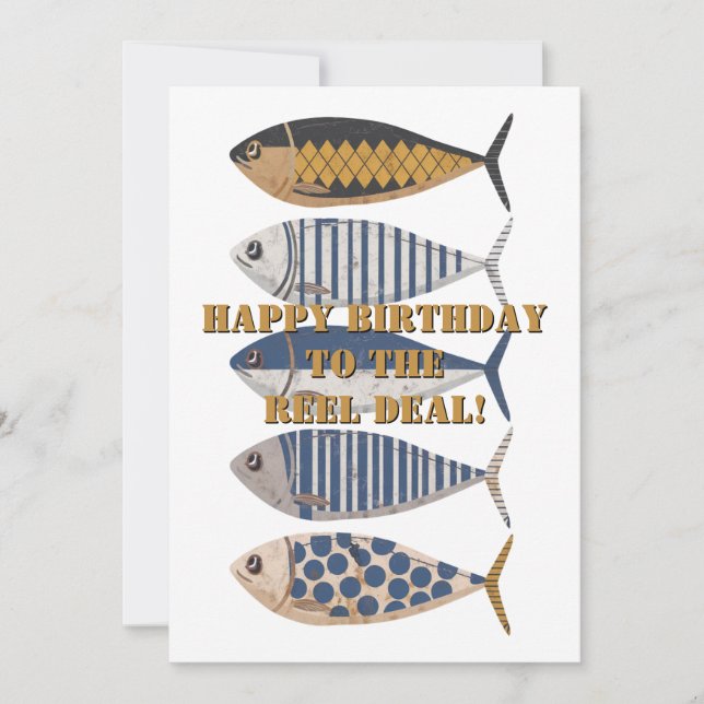 Cartes Pour Fêtes Annuelles Poisson vintage Retro Perdu, Anniversaire Personna (Devant)