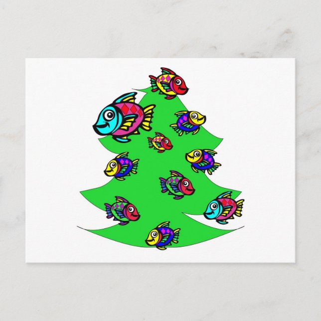 Cartes Pour Fêtes Annuelles poissons à l'arbre de Noël (Devant)