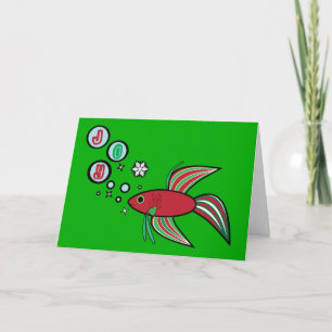 Cartes Pour Fêtes Annuelles Poissons de Betta aux bulles de Noël de la joie