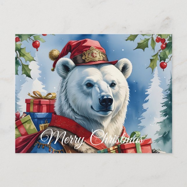 Cartes Pour Fêtes Annuelles Polaire Ours Père Noël Design de Noël (Devant)