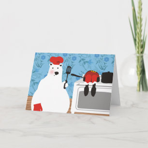 Cartes Pour Fêtes Annuelles polar bear chef cooking Santa Christmas card