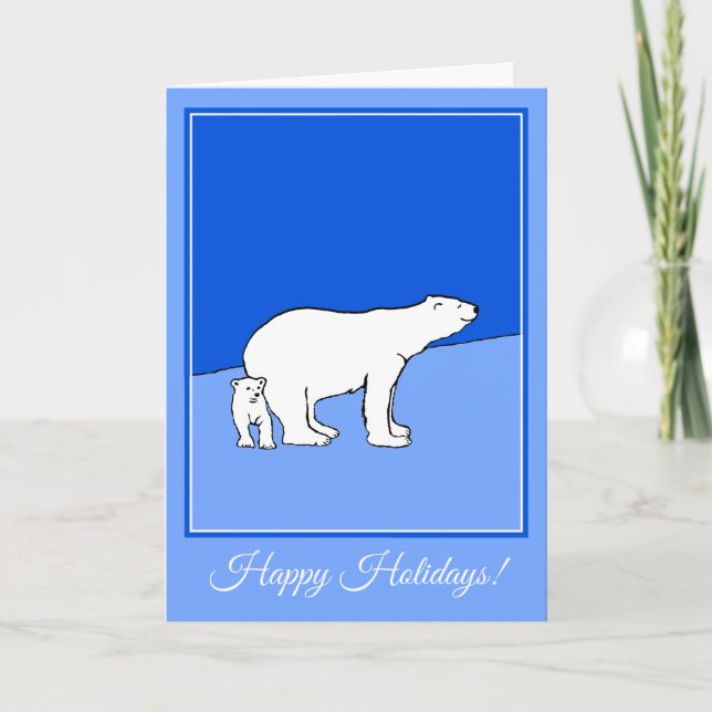 Cartes Pour Fêtes Annuelles Polar Bear Mom and Cub Peinture - Wildlife Art (Devant)