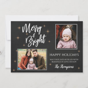 Cartes Pour Fêtes Annuelles Police de brosse de tableau noir MERRY et BRIGHT 2