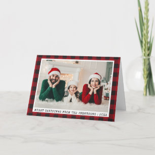 Cartes Pour Fêtes Annuelles Police de machine à écrire Noël Photo Rouge Plier