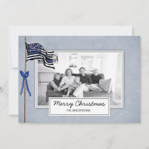 Cartes Pour Fêtes Annuelles Police Ligne Bleue Mince Drapeau Américain Photo d