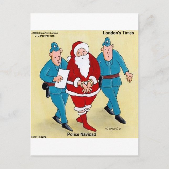 Cartes Pour Fêtes Annuelles Police Navidad : Père Noël A Été Très Mauvais (Devant)
