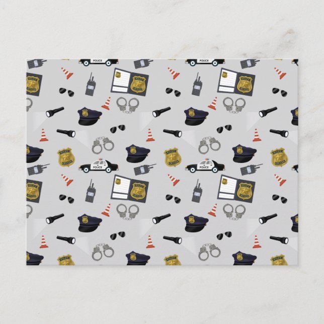Cartes Pour Fêtes Annuelles Police Themed Policeman Cop Pattern (Devant)