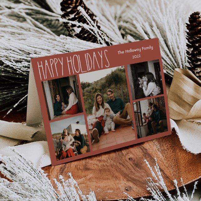 Cartes Pour Fêtes Annuelles Polka Boho Rouge Point Plié Cinq Photo (Créateur téléchargé)