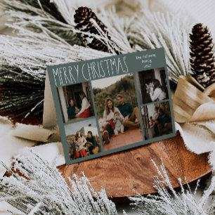 Cartes Pour Fêtes Annuelles Polka Boho Vert Point Noël Plié Cinq Photo