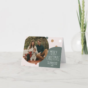 Cartes Pour Fêtes Annuelles Polka Boho vert point Noël Plié photo unique