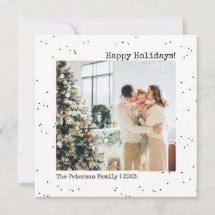 Cartes Pour Fêtes Annuelles Polka Dot Simple Noir Blanc Minimaliste Noël
