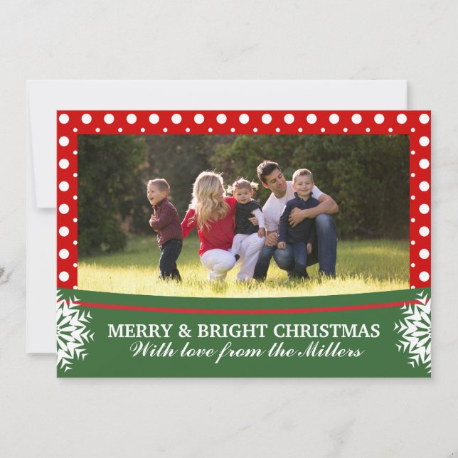 Cartes Pour Fêtes Annuelles Polka point rouge blanc vert rouge Noël Groupement (Devant)