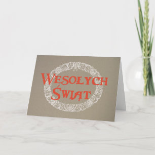 Cartes Pour Fêtes Annuelles Polonais blanc couronne rouge de Noël sur Burlap