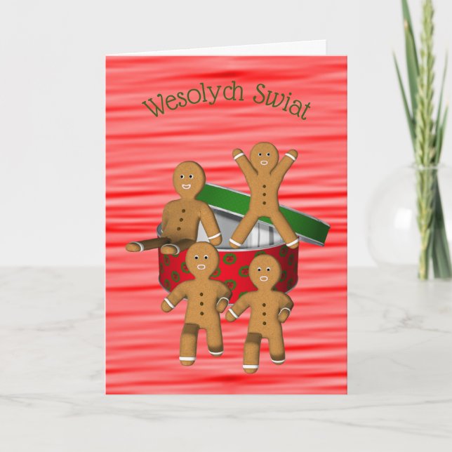 Cartes Pour Fêtes Annuelles Polonais Noël Salutation mignonne pain d'épices Ho (Devant)