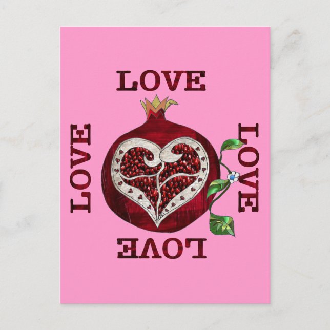 Cartes Pour Fêtes Annuelles Pomegranate Heart LOVE Valentine (Devant)