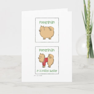 Cartes Pour Fêtes Annuelles Poméranien dans un chandail nue   Noël drôle