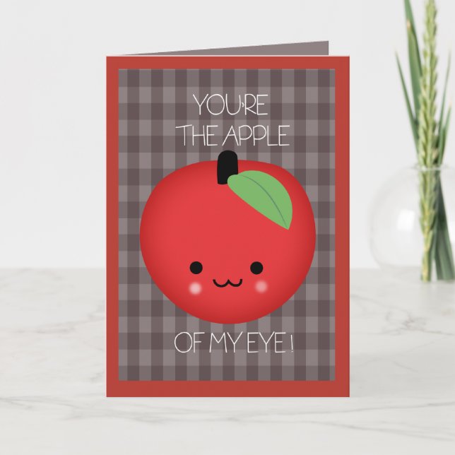 Cartes Pour Fêtes Annuelles Pomme de mes yeux mignonnes Valentines de fruits (Devant)