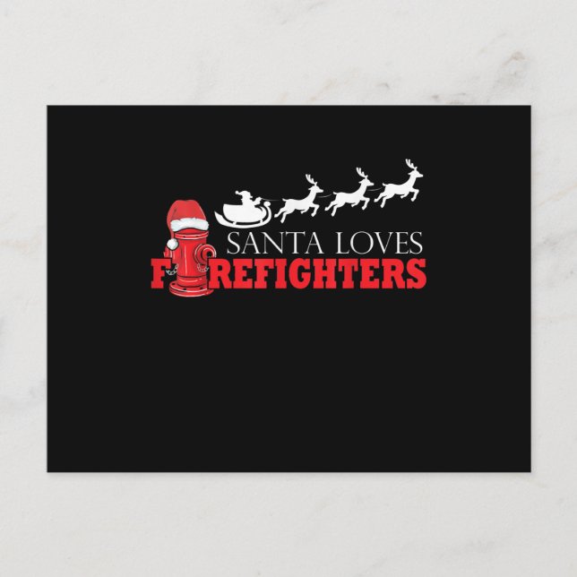 Cartes Pour Fêtes Annuelles Pompier Cadeaux de Noël Père Noël Pompier (Devant)