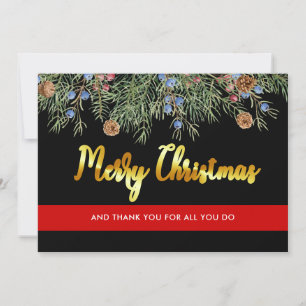 Cartes Pour Fêtes Annuelles Pompier Noël Mince ligne rouge Merci