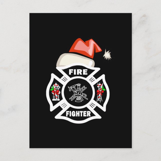 Cartes Pour Fêtes Annuelles Pompier Père Noël (Devant)