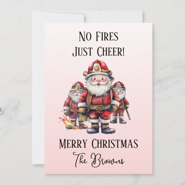 Cartes Pour Fêtes Annuelles Pompiers / Pompiers Noël personnalisé (Devant)